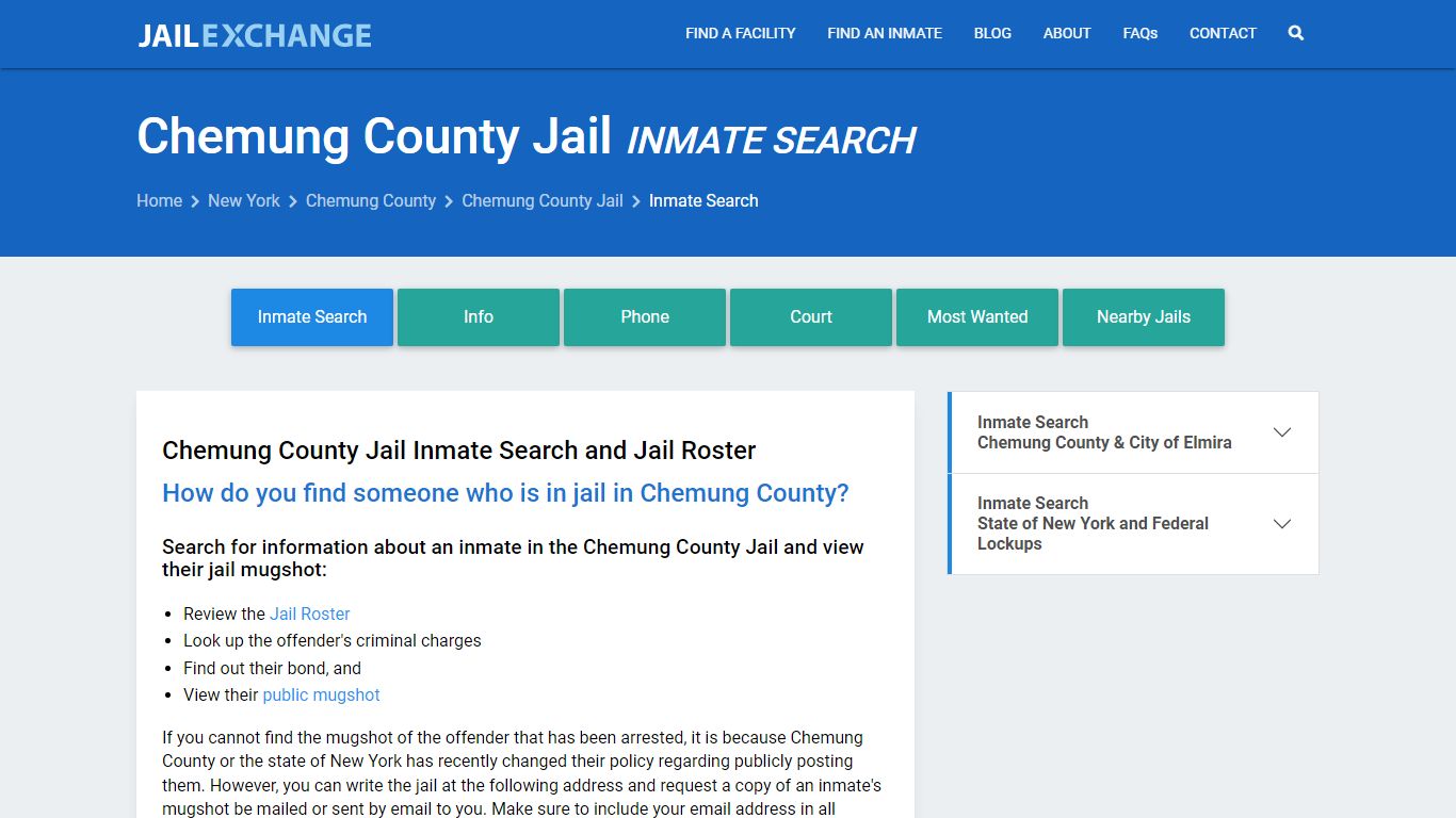 Inmate Search: Roster & Mugshots - Chemung County Jail, NY